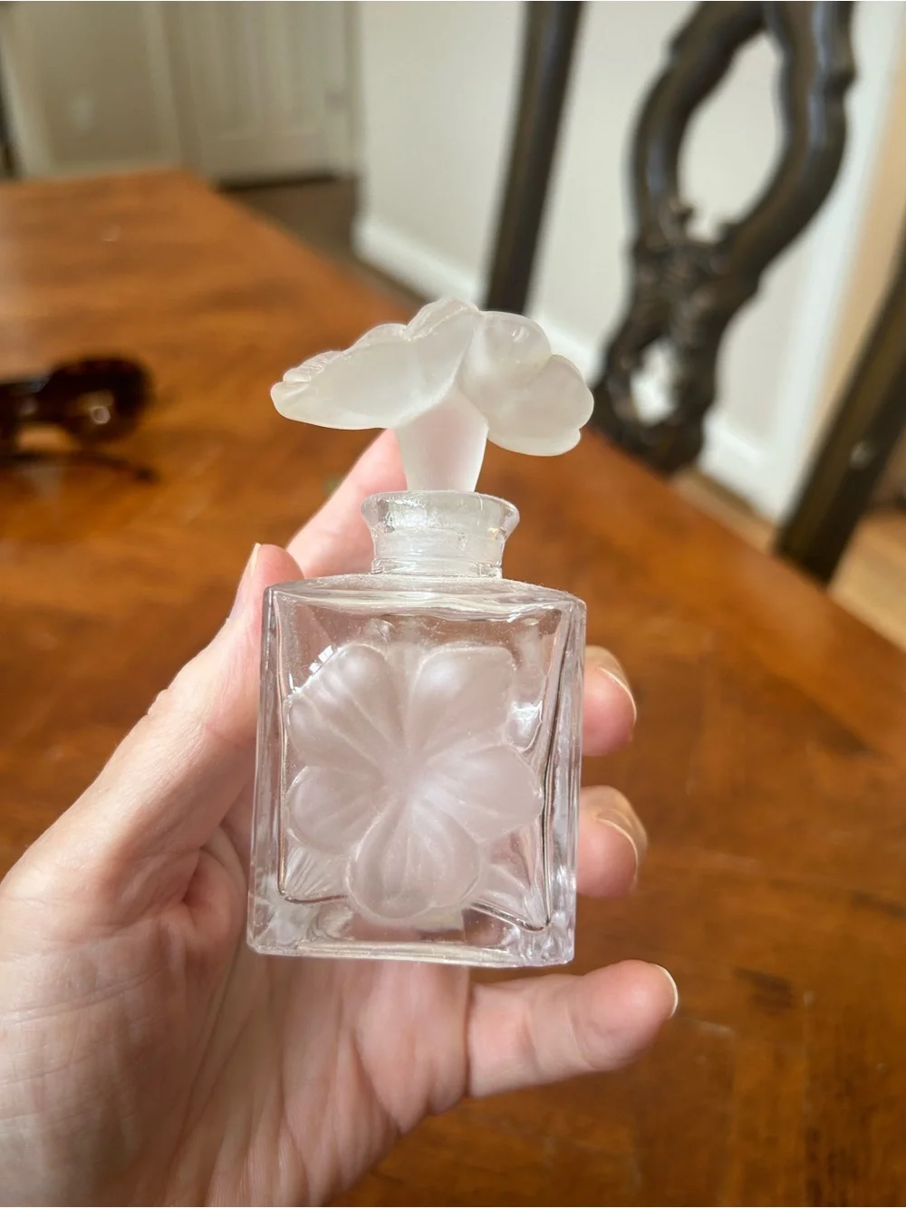 Clear Glass Floral & Cut Crystal Atomizer Set - Home Bath